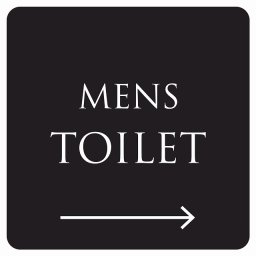 トイレ 御手洗 TOILET トイレマーク ブラック ホワイト MENS 右 矢印 文字タイプ ピクトサイン ステッカー シール 塩ビ製 サイン ウォールステッカー インテリア 施設 案内