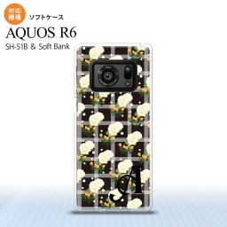 SH-51B AQUOS R6 AQUOS R6 スマホケース ソフトケース 花柄 バラ チェック 黒 +アルファベット メンズ レディース nk-r6-tp253i