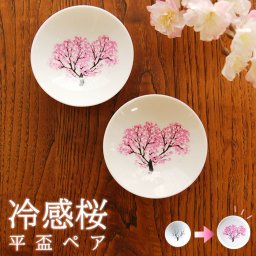 冷感桜 平盃 ペア グラス 色が変わる 父の日プレゼント 70代 ギフト 冷酒グラス 盃 杯 冷酒 結婚祝 退職祝 敬老の日お餞別 伝統工芸・陶器の和遊感 