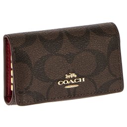 コーチファクトリー COACH FACTORY キーケース 77998 IML72 キーリング付き 5連キーケース ブラウン系＋レッド