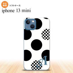 iPhone13mini iPhone13 mini ケース ソフトケース 水玉 A 白 黒 +アルファベット iPhone ミニ 5.4インチ  おしゃれ かわいい メンズ レディース キッズ デザインたくさん nk-i13m-tp1112i