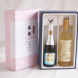 実りの秋の贈り物 感謝の贈り物ボックス瀬戸内産レモン薩摩流の炭酸リキュールと国産ワインセット(にごりデラ 白ワイン やや甘口(山梨県)720ml信州シャインマスカット＆ナイアガラスパークリング500ml