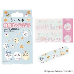 ちいかわ 救急 絆創膏 ばんそうこう Mサイズ 普通サイズ 20枚 入り 日本製 こども 大人 兼用 子ども 子供用 大人用 女の子 キャラクター 小学生 中学生 保育園 幼稚園 かわいい  女性 女性用 レディース ハチワレ うさぎ
