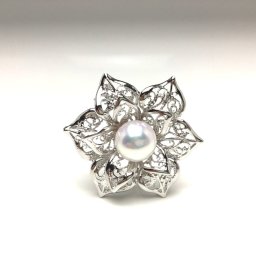 真珠 ブローチ パール アコヤ真珠 9.4mm ホワイトピンク シルバー 植物 フラワー 68000 イソワパール
