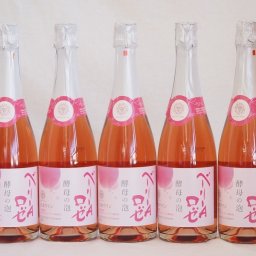 5本セット(山梨県産マスカット・ベーリーA　スパークリングロゼワイン ルージュ 酵母の泡 alc.11%やや辛口) 720ml×5本