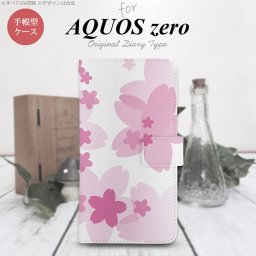 AQUOS zero 手帳型 スマホ ケース カバー アクオス 花柄・サクラ ピンク【アクオス ゼロ,AQUOS,zero,SoftBank,ソフトバンク,メール便 送料無料】