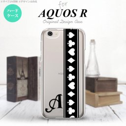 【SH03J】【スマホケース/スマホカバー】【アクオス R】SH03J スマホケース AQUOS R ケース アクオス R イニシャル トランプ(帯) 黒×白 nk-sh03j-523ini【メール便送料無料】