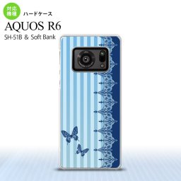 SH-51B AQUOS R6 AQUOS R6 スマホケース ハードケース バタフライ 蝶 レース 青 メンズ レディース nk-r6-1283