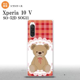 Xperia10V Xperia10V スマホケース 背面ケースソフトケース くま チェック レース 赤 2023年 7月発売 nk-xp105-tp755