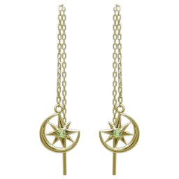 ロングピアス 星 月モチーフ ピアス ペリドットピアス 18金