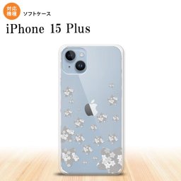 iPhone15 plus iPhone15 plus スマホケース 背面ケースソフトケース 花柄 サクラ D クリア グレー 2023年 9月発売 nk-i15pl-tp187