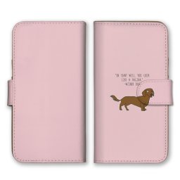 ＼全機種対応／ スマホケース 手帳型 スマホカバー 手帳タイプ スマートフォン ケース カバー アニマル ポップ ダックスフンド ピンク かわいい おしゃれ カードホルダー付き カード収納 合皮 合成レザー