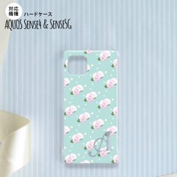 Aquos sense4 SH-41A ケース ハードケース スマホケース 花柄 バラ ドット 水色 +アルファベット nk-sens4-261i