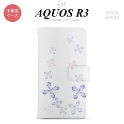 SH-04L/SHV44 AQUOS R3 手帳型スマホケース カバー 花柄 カット 紫  nk-004s-r3-dr077