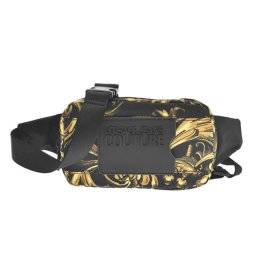 ヴェルサーチェ ジーンズ クチュール VERSACE JEANS COUTURE  バッグ ウエストバッグ ベルトバッグ ウエストポーチ 72YA4B9O G89 RANGE ICONIC LOGO 899+948 ブラック+ゴールド