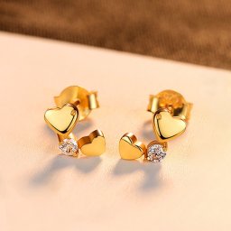 ピアス 両耳用 キュービックジルコニア シルバー925 ホワイト イエローゴールド シルバー スタッド 小粒 一粒 可愛い かわいい モチーフ ハート ce0265