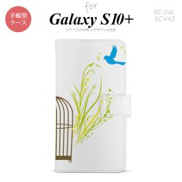SC-04L SCV42 Galaxy S10+ 手帳型スマホケース カバー 青い鳥 黄 nk-004s-s10p-dr1291