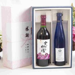 実りの秋の贈り物 感謝の贈り物ボックス 国産やや甘口赤ワインと国産ワインセット(シャンモリナイアガラ白ワイン (山梨県)500mlヴィンテージ実りの収穫 赤ワイン720ml