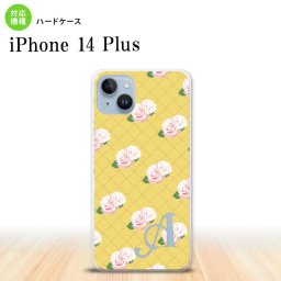 iPhone14 plsu iPhone14 plsu スマホケース 背面ケース ハードケース 花柄 バラ 編み 黄 +アルファベット 2022年 10月発売 nk-i14pl-265i