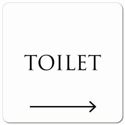 トイレ 御手洗 TOILET トイレマーク ホワイト ブラック TOILET 右 文字タイプ ピクトサイン マグネットステッカー マグネット 強力 正方形 13x13cm サイン インテリア 施設 案内