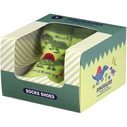 【ギフト対応無料】DINOSAURS PICTURE BOOK ソックスシューズ L (13.3cm) ギフトボックス入り スケーター 出産祝い 赤ちゃん お誕生日 0歳 1歳 ファーストシューズ ベビー靴下 ※送料無料(北海道・沖縄は除く)