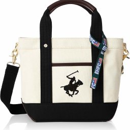 新品 BEVERLY HILLS POLO CLUB ビバリーヒルズ ポロ クラブ トート ショルダー バッグ 2WAY キャンバス BH1006N メンズ レディース ユニセックス アイボリー ブラック 白 黒