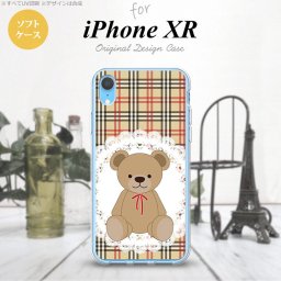 iPhoneXR iPhone XR スマホケース ソフトケース くま チェック レース 茶 赤 メンズ レディース nk-ipxr-tp754