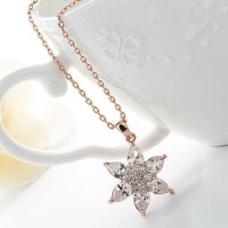 ネックレス キュービックジルコニア 真鍮 ホワイト マルチカラー ピンクゴールド 小豆 アズキチェーン 40+5cm モチーフ フラワー 花 カラフル 揺れる n15050803
