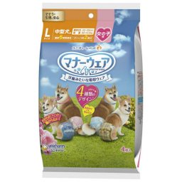 中型犬用 ユニチャーム マナーウェア 女の子用 Lサイズ 4種のデザインパック 4枚 / 柴犬 コーギー パグ シュナウザー ビーグル フレンチブルドッグ シェットランドシープドッグ