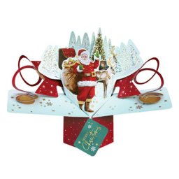 セカンドネイチャー SECOND NATURE ポップアップカード クリスマスカード サンタ＆レインディアー XPOP062 クリスマス サンタクロース トナカイ 3D メッセージカード イベント
