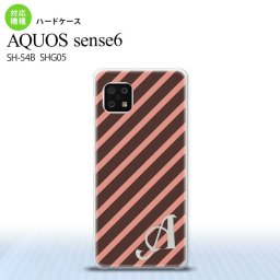 SH-54B SHG05 AQUOS sense6 スマホケース ハードケース ストライプ 茶 ピンク +アルファベット メンズ レディース nk-sens6-714i
