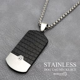 ステンレス シンプル 高級感 メンズネックレス かっこいい ドッグタグネックレス プレートネックレス ブラック 黒 ストーン付き チェーン付き 男性 ペンダント