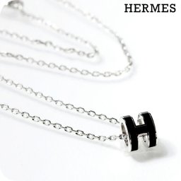 エルメス ネックレス レディース ブランド HERMES ミニポップH H147992FP03 ブラック シルバー アクセサリー