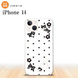 iPhone14 iPhone14 スマホケース 背面ケースソフトケース 花柄 ドット リボン 白 +アルファベット 2022年 9月発売 nk-i14-tp353i