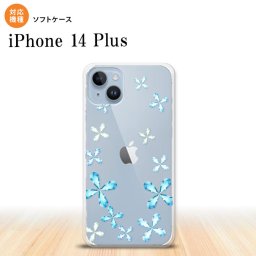 iPhone14 plsu iPhone14 plsu スマホケース 背面ケースソフトケース 花柄 カット 水色 2022年 10月発売 nk-i14pl-tp805