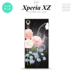 【SO01J】【スマホケース/スマホカバー】【エクスペリア XZ 】SO01J スマホケース XPERIA XZ SO-01J カバー エクスペリア XZ  花柄・ミックス（C） 黒 nk-so01j-283【メール便送料無料】