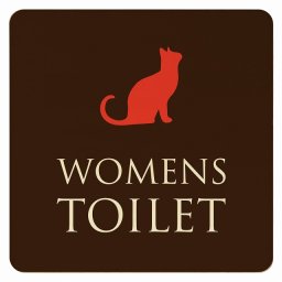 27x27cm トイレ 御手洗 TOILET トイレマーク ねこ 猫 ネコ ブラウン カラー WOMENS ピクトサイン 木製ドアサイン ドアプレート インテリア 施設 案内