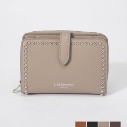 ジェイアンドエムデヴィッドソン J&M DAVIDSON SMZA 1XX SCXX 二つ折り財布 レディース 財布 ミニ財布 小銭入れ レザー ミディアム ジップ アラウンド ウォレット ウィズ スタッズ コンパクト お祝い ギフト プレゼント MEDIUM ZIP AROUND WALLET WITH STUDS 全4色