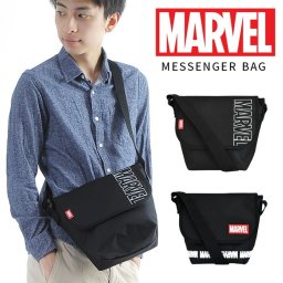 【メール便送料無料】ショルダーバッグ メッセンジャーバッグ マーベル MARVEL メンズ レディース ロゴプリント 刺繍入り 斜めがけ 斜め掛け 黒 かわいい ナイロン スポーツ ブランド 軽量 47658 47659