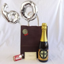 還暦シルバーバルーン60贈り物セット　薩摩スパークリング　ゆずどん 　375ml　山元酒造（鹿児島県） メッセージカード付