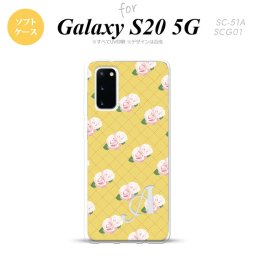 SC-51A SCG01 Galaxy S20 スマホケース ソフトケース 花柄 バラ 編み 黄 +アルファベット メンズ レディース nk-s20-tp265i