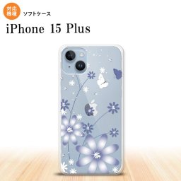 iPhone15 plus iPhone15 plus スマホケース 背面ケースソフトケース 花柄 ガーベラ 透明 紫 2023年 9月発売 nk-i15pl-tp074