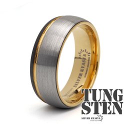 タングステン リング メンズ 指輪 ゴールド 18K IP ブラック 黒 シルバー ガンメタ オリジナル 男性 金属アレルギー対応