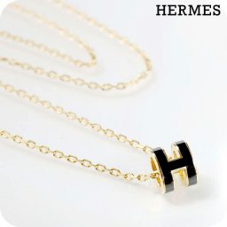 エルメス ネックレス レディース ブランド HERMES ミニポップH H147992F 03 ブラック ゴールド アクセサリー