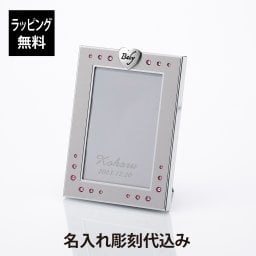 【ラッピング無料】【名入れ代込み】LADONNA ラドンナ フォトフレーム LANGLE ピンク LA08-L-PK 名前 名入れ 彫刻 刻印 名入れギフト プレゼント 誕生日 記念日 記念品 ベビーフレーム 女の子 縦置き メッセージカード無料 出産祝 内祝 メモリアル バースレコード