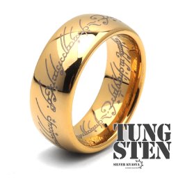 タングステン 火文字リング 幅8mm 指輪 メンズ リング ゴールド 金 メタリック 金属アレルギー対応 男性