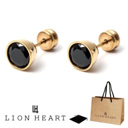正規品 送料無料 ライオンハート LION HEART 2点セット 両耳用 スタッズ ピアス LHMP002 LHMP002NYB ステンレス 316L サージカルステンレス キュービックジルコニア メンズ レディース ユニセックス ゴールド 男性 女性 ギフト プレゼント おすすめ 誕生日 クリスマス バレンタイン お祝い