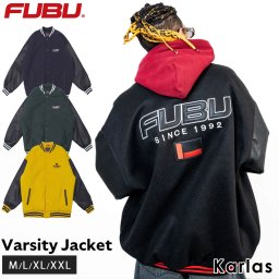 【期間限定セール】FUBU フブ ジャケット メンズ レディース 長袖 ブルゾン スタジャン アウター ブランド 秋 冬 ワッペン ラインリブ 刺繍 ストリート系