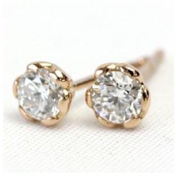 【送料無料】K18 ダイヤモンド ピアス 0.3ct＜フラワーハートデザイン＞