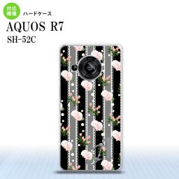 SH-52C AQUOS R7 スマホケース 背面ケース ハードケース 花柄 バラ レース 黒 +アルファベット 2022年 7月発売 nk-r7-259i